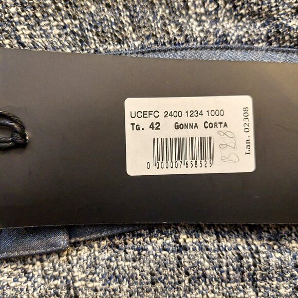 Richmond Light & Dark Blue Tweed Mini Skirt w/ Zipper Waist Band Sz 42 NWT - Picture 11 of 12